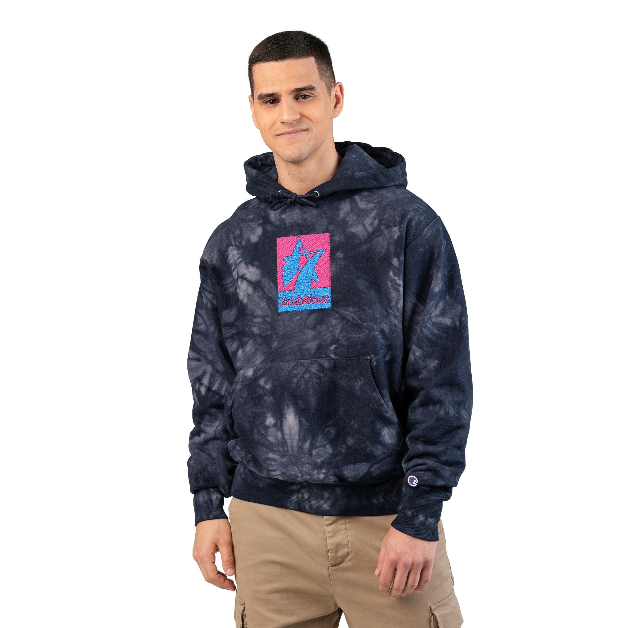 Ambitious/Champion Tie-Dye Hoodie with Embroidery