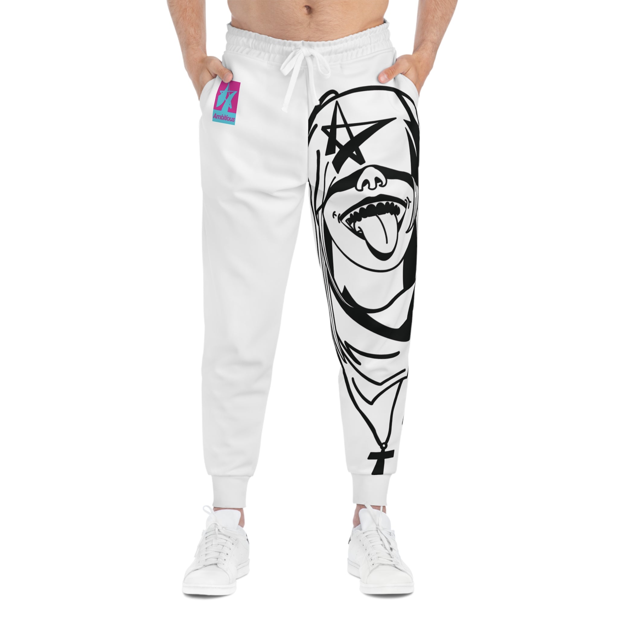 Ambitious Graphic Athletic Joggers WHITE