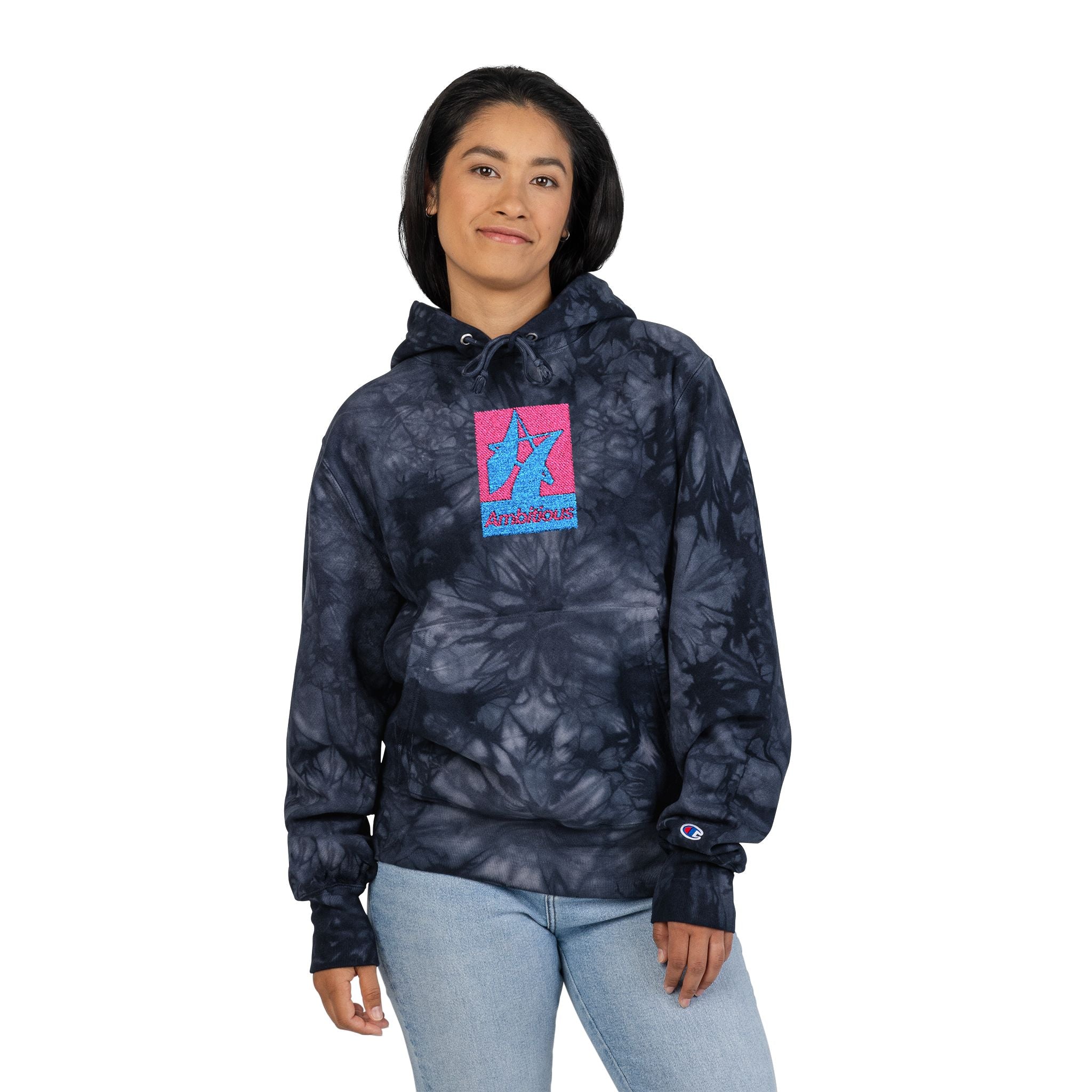 Ambitious/Champion Tie-Dye Hoodie with Embroidery