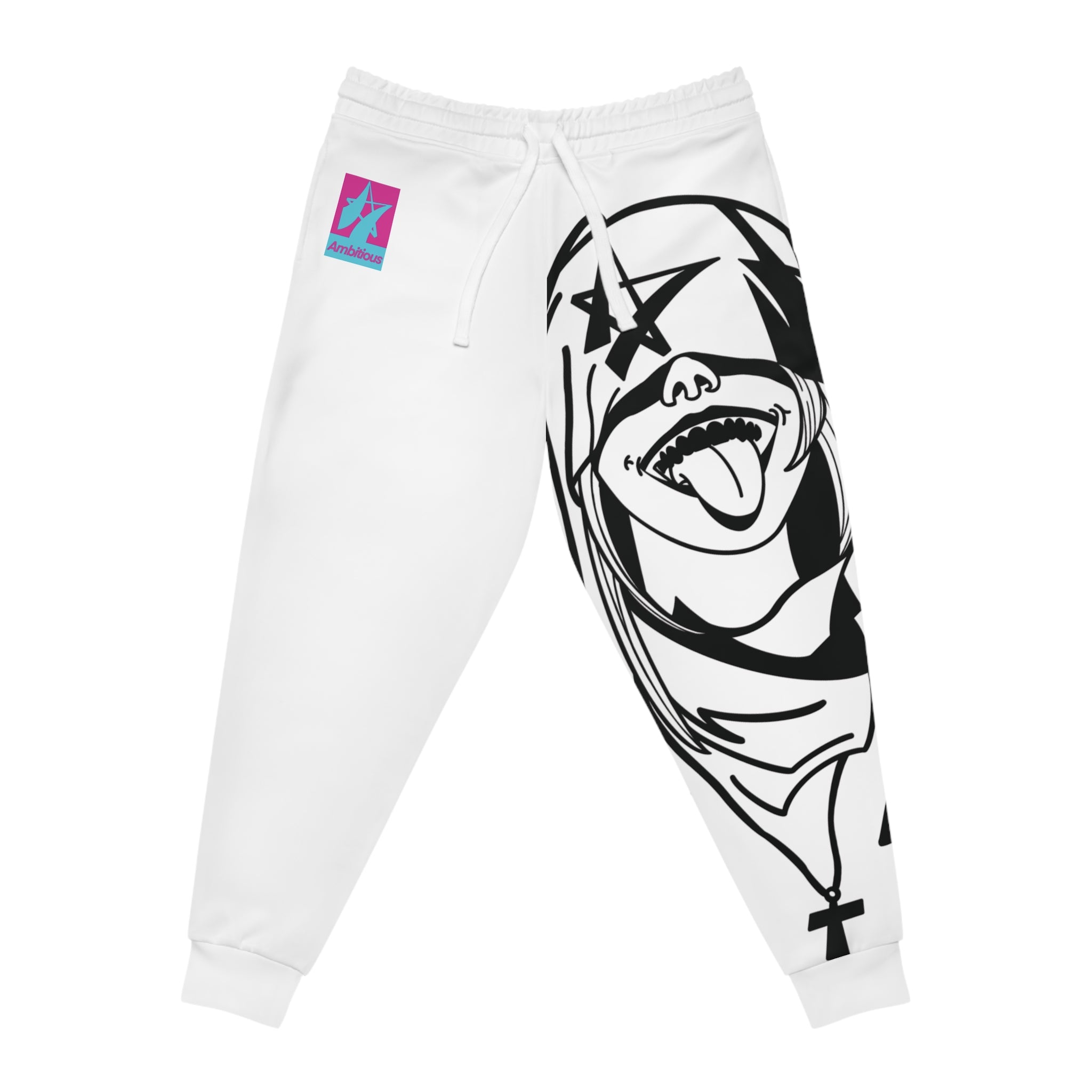 Ambitious Graphic Athletic Joggers WHITE