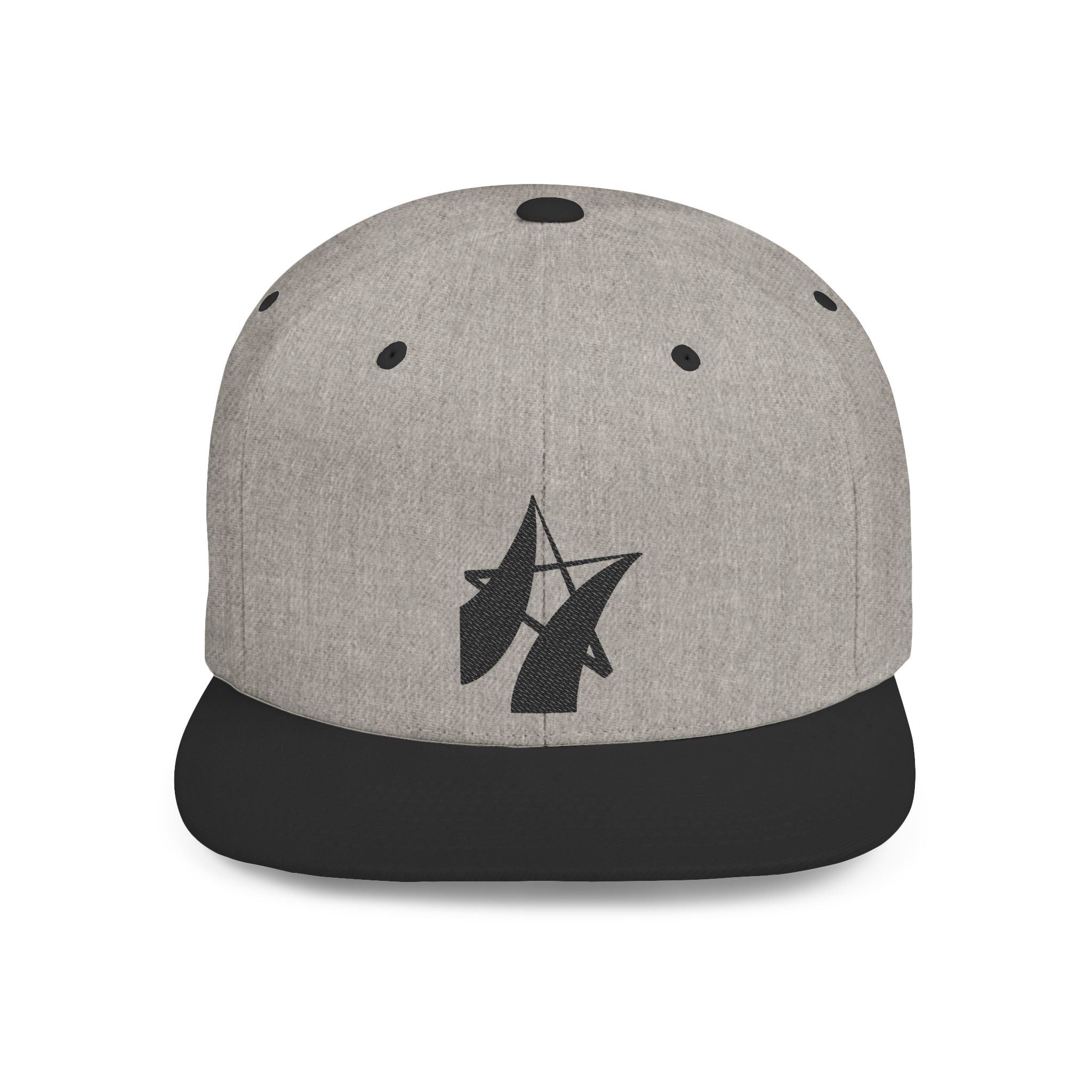 Flat Bill Snapback Hat Ambitious Star BLACK